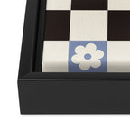 Colorful Flowers Black&White Checker Framed Canvas Print Gallery Image 3