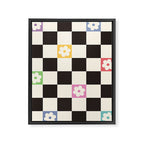 Colorful Flowers Black&White Checker Framed Canvas Print Gallery Image 6