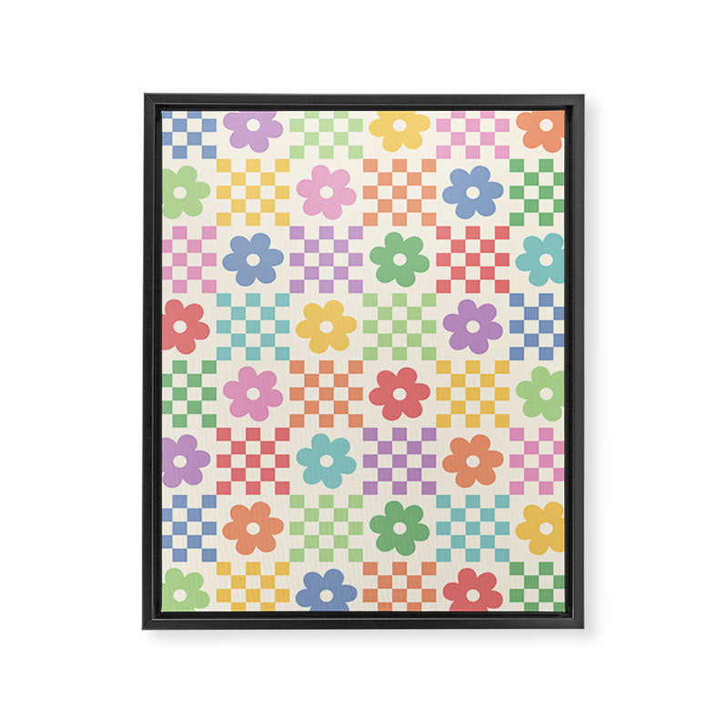 Colorful Flowers Double Checker Framed Canvas Print Gallery Image 6