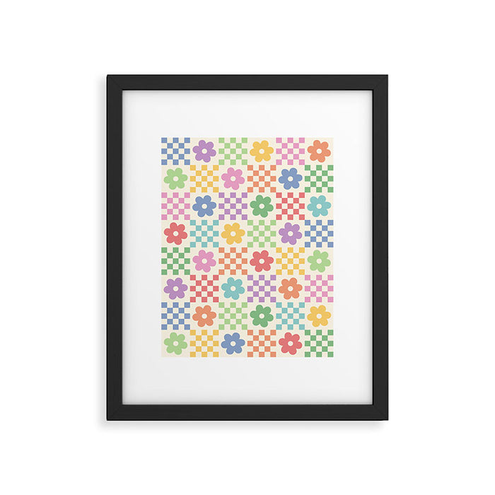 Colorful Flowers Double Checker Framed Art Print Gallery Image 1