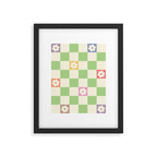 Colorful Flowers Green Check  Framed Art Print Gallery Image 5