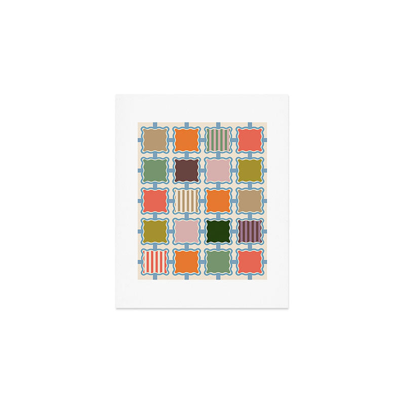 Colorful Geometric Block Grid Art Print Gallery Image 1