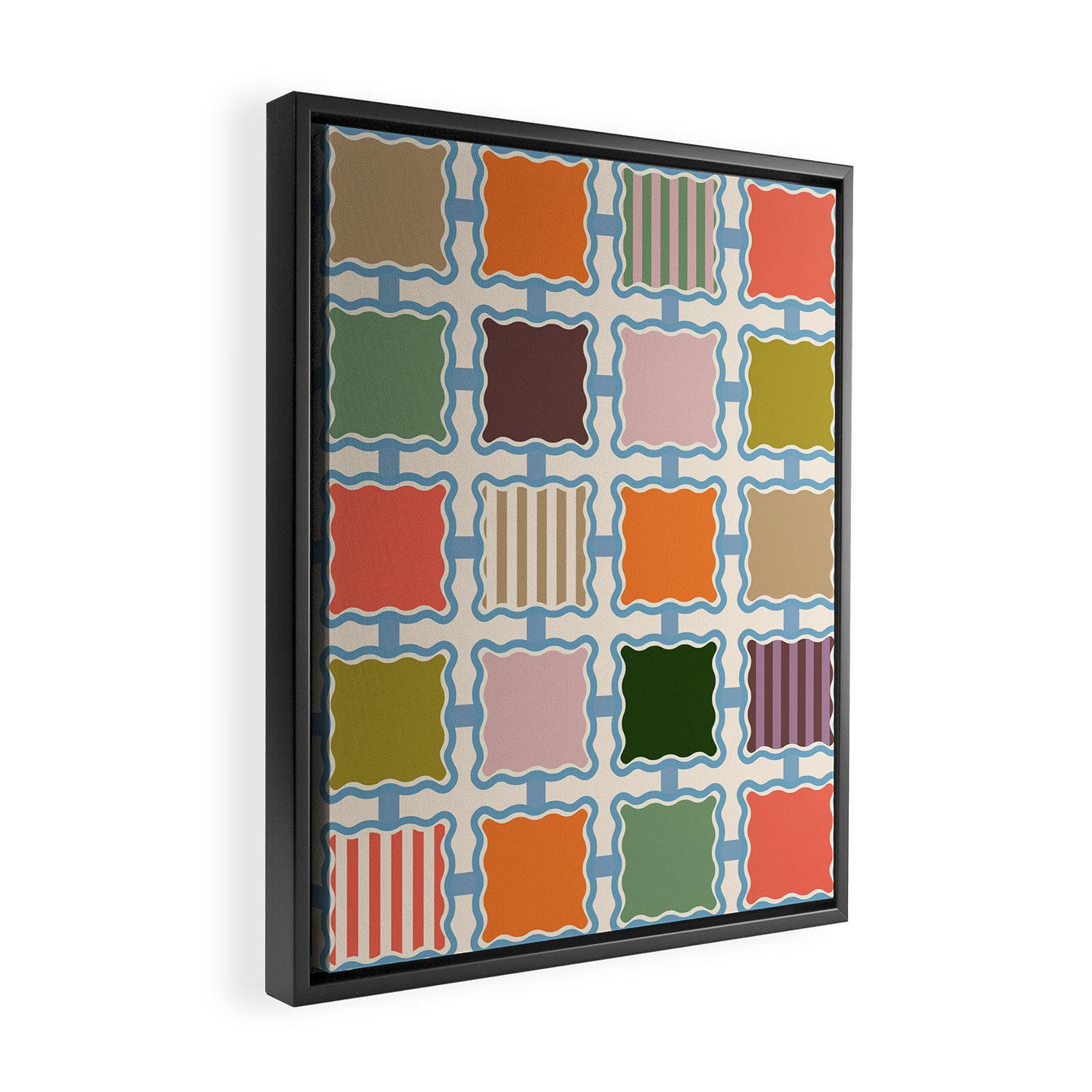 Colorful Geometric Block Grid Framed Canvas Print Gallery Image 2
