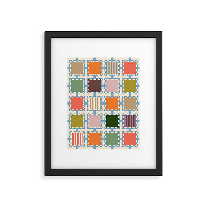 Colorful Geometric Block Grid Framed Art Print Gallery Image 1