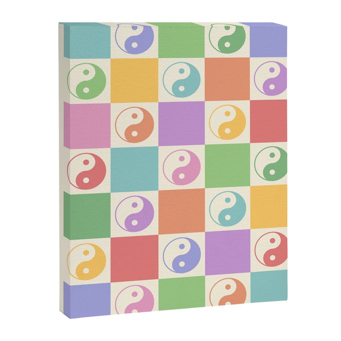 Colorful Yin Yang Checkered Pattern Canvas Print Gallery Image 1