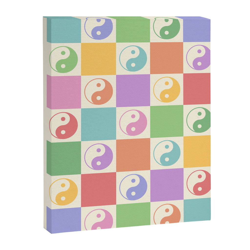 Colorful Yin Yang Checkered Pattern Canvas Print Gallery Image 6