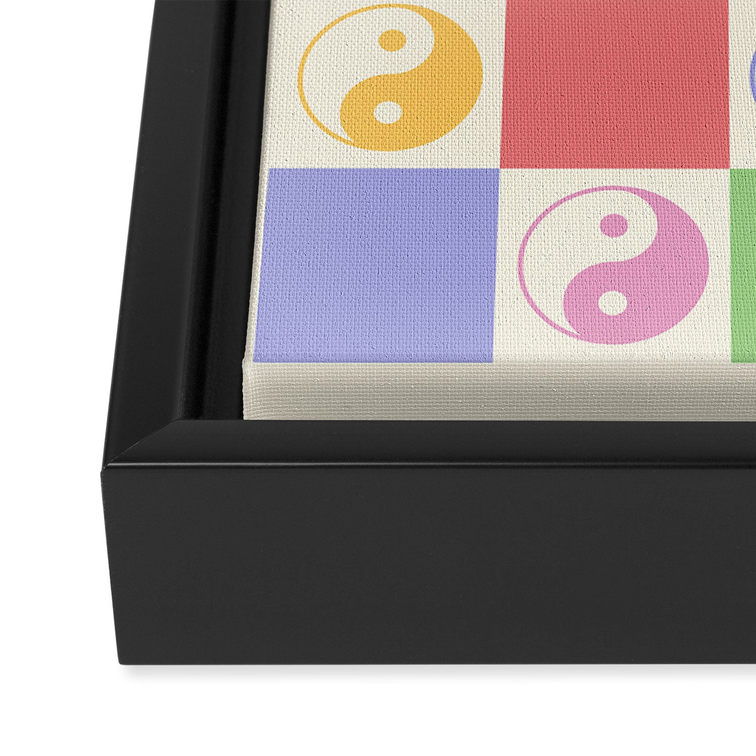 Colorful Yin Yang Checkered Pattern Framed Canvas Print Gallery Image 3