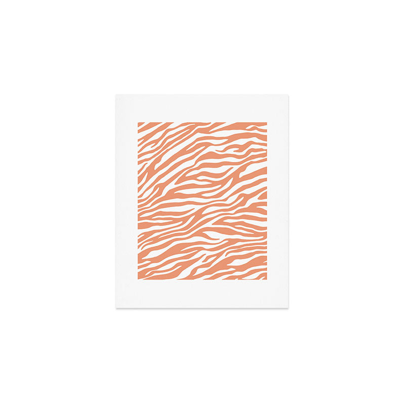 Coral Zebra Animal Print Art Print Gallery Image 1
