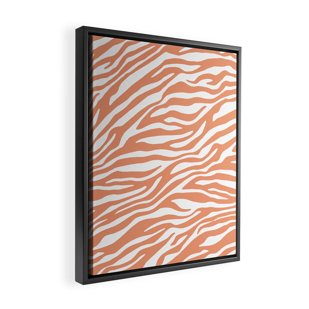 Coral Zebra Animal Print Framed Canvas Print Gallery Image 2