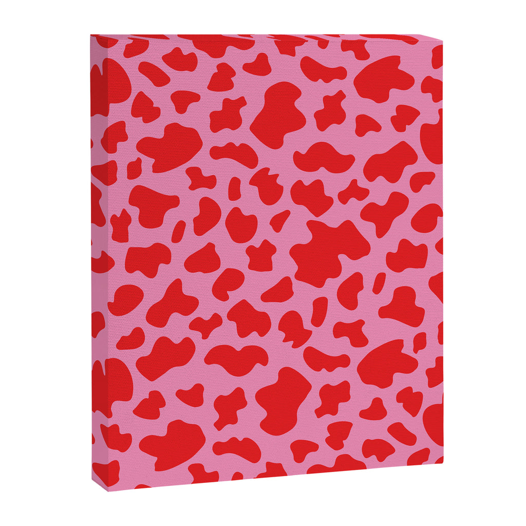 Cow Print in Pink and Red Canvas Print Gallery Image 6