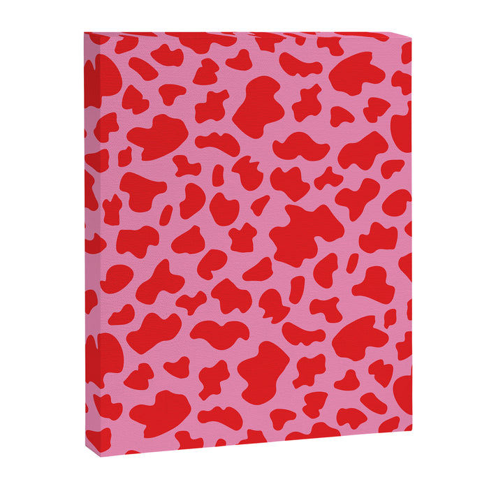 Cow Print in Pink and Red Canvas Print Gallery Image 1