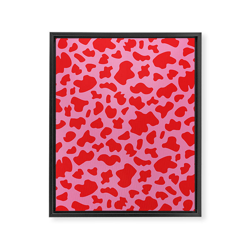 Cow Print in Pink and Red Framed Canvas Print Gallery Image 6
