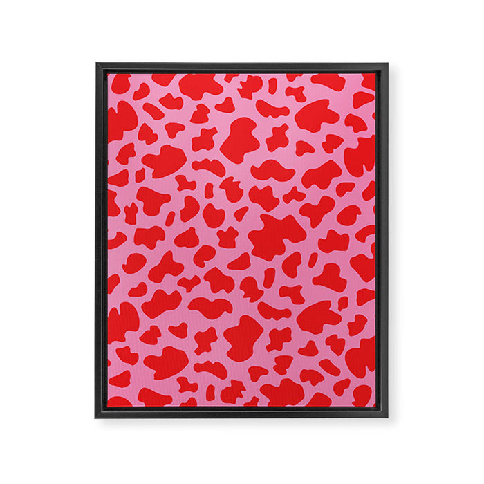 Cow Print in Pink and Red Framed Canvas Print Gallery Image 1