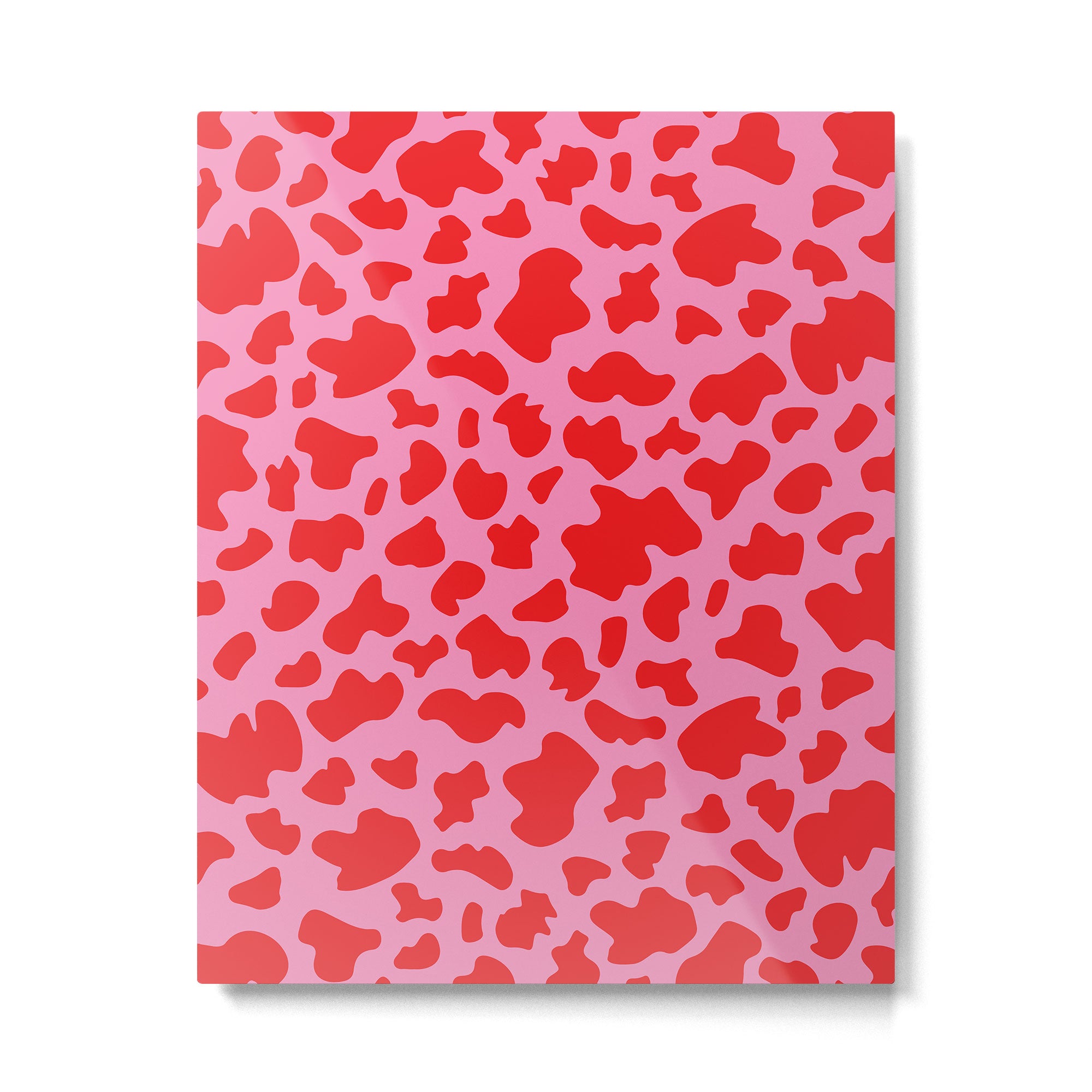 Cow Print in Pink and Red Metal Print Gallery Image 4