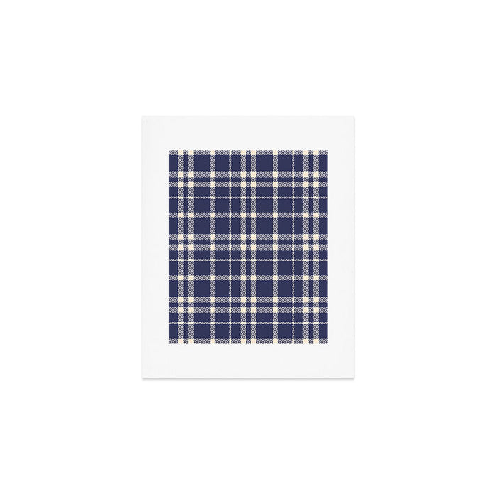Denim Blue & White Festive Plaid Art Print Gallery Image 1
