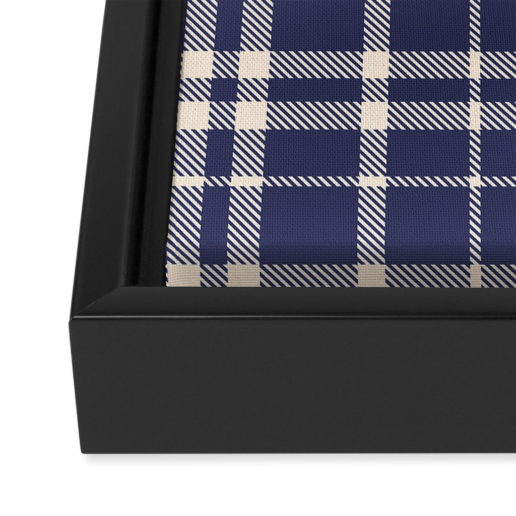 Denim Blue & White Festive Plaid Framed Canvas Print Gallery Image 3
