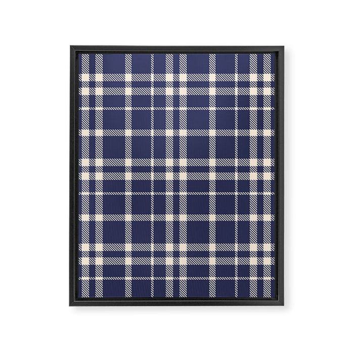 Denim Blue & White Festive Plaid Framed Canvas Print Gallery Image 1