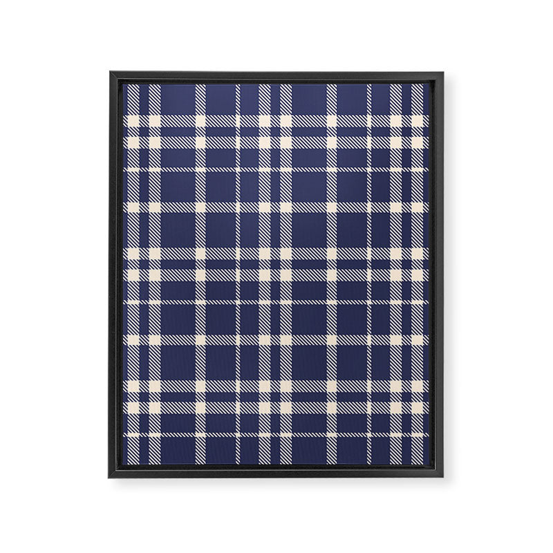 Denim Blue & White Festive Plaid Framed Canvas Print Gallery Image 6