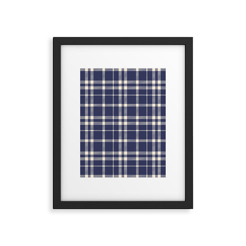 Denim Blue & White Festive Plaid Framed Art Print Gallery Image 5