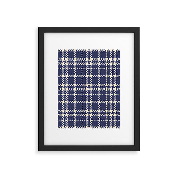 Denim Blue & White Festive Plaid Framed Art Print Gallery Image 1