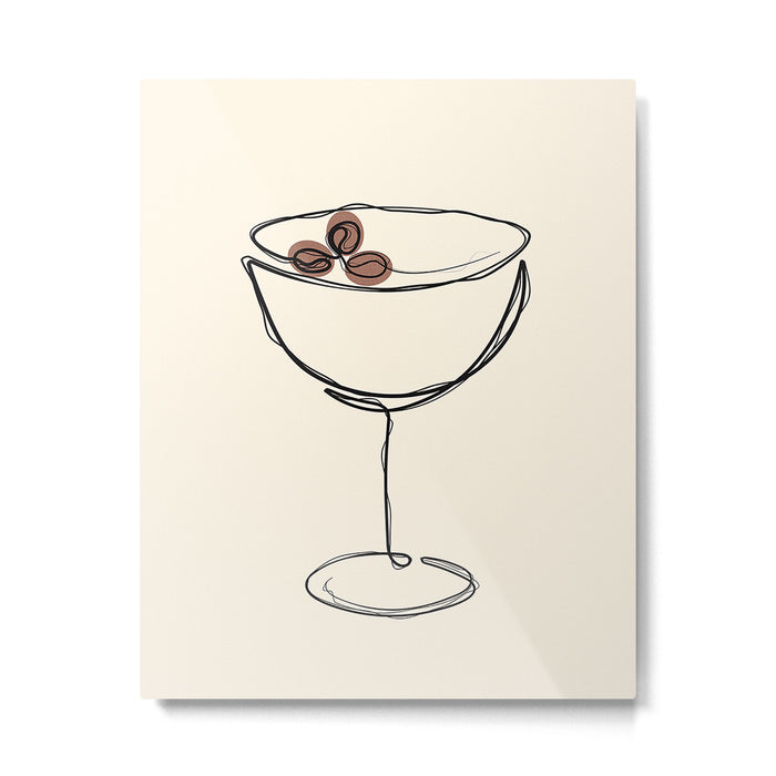 Espresso Martini Cocktail Drink Line Art Metal Print Gallery Image 1