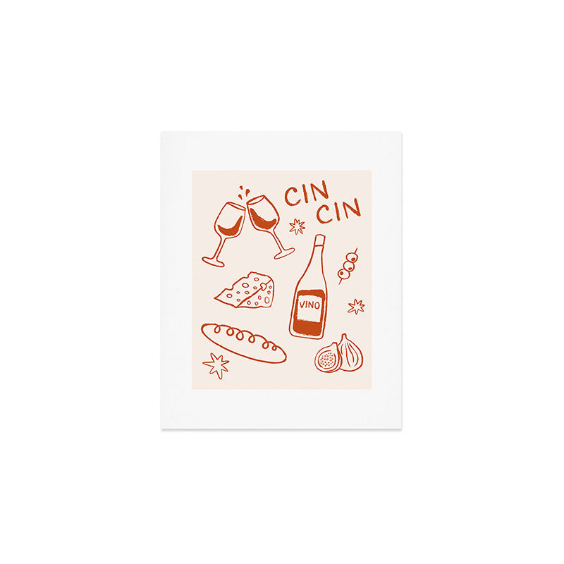 Fancy Dinner. Cheese and Wine Art Print Gallery Image 1