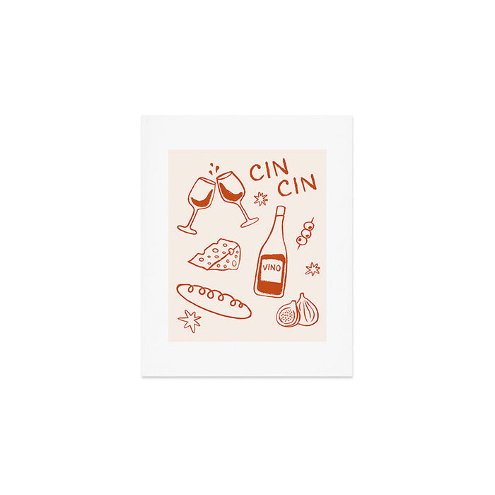 Fancy Dinner. Cheese and Wine Art Print Gallery Image 1