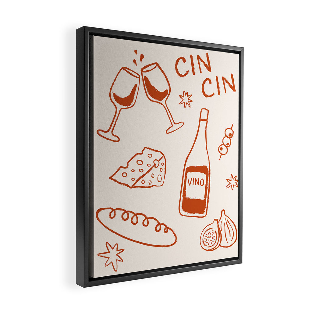 Fancy Dinner. Cheese and Wine Framed Canvas Print Gallery Image 2
