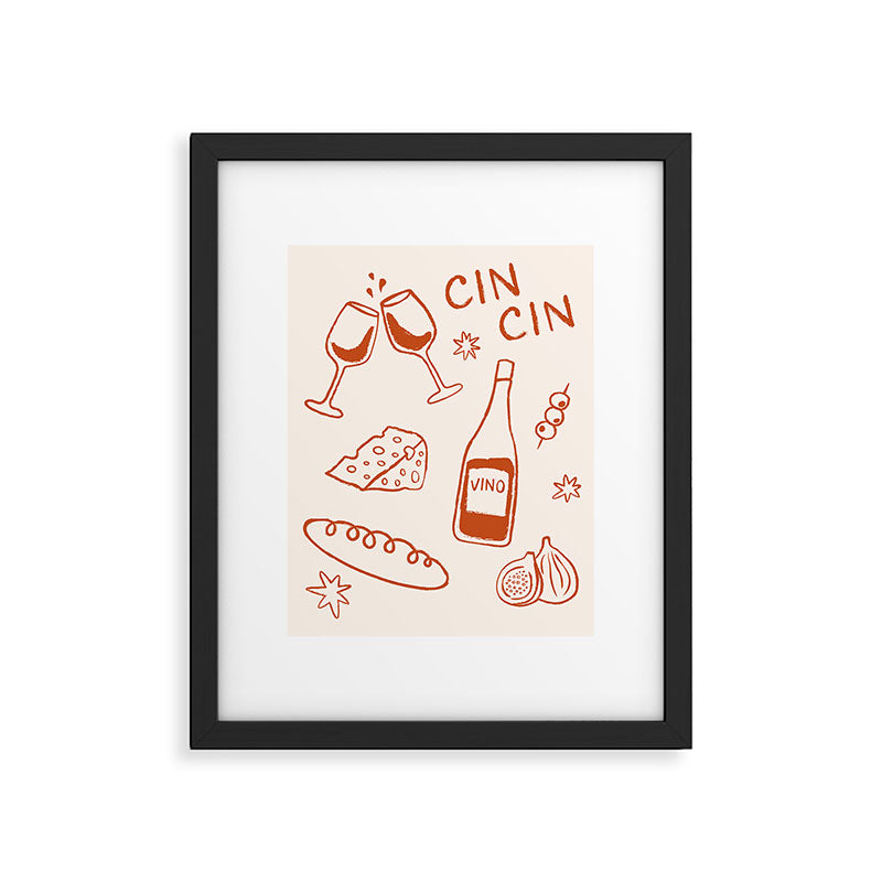 Fancy Dinner. Cheese and Wine Framed Art Print Gallery Image 4