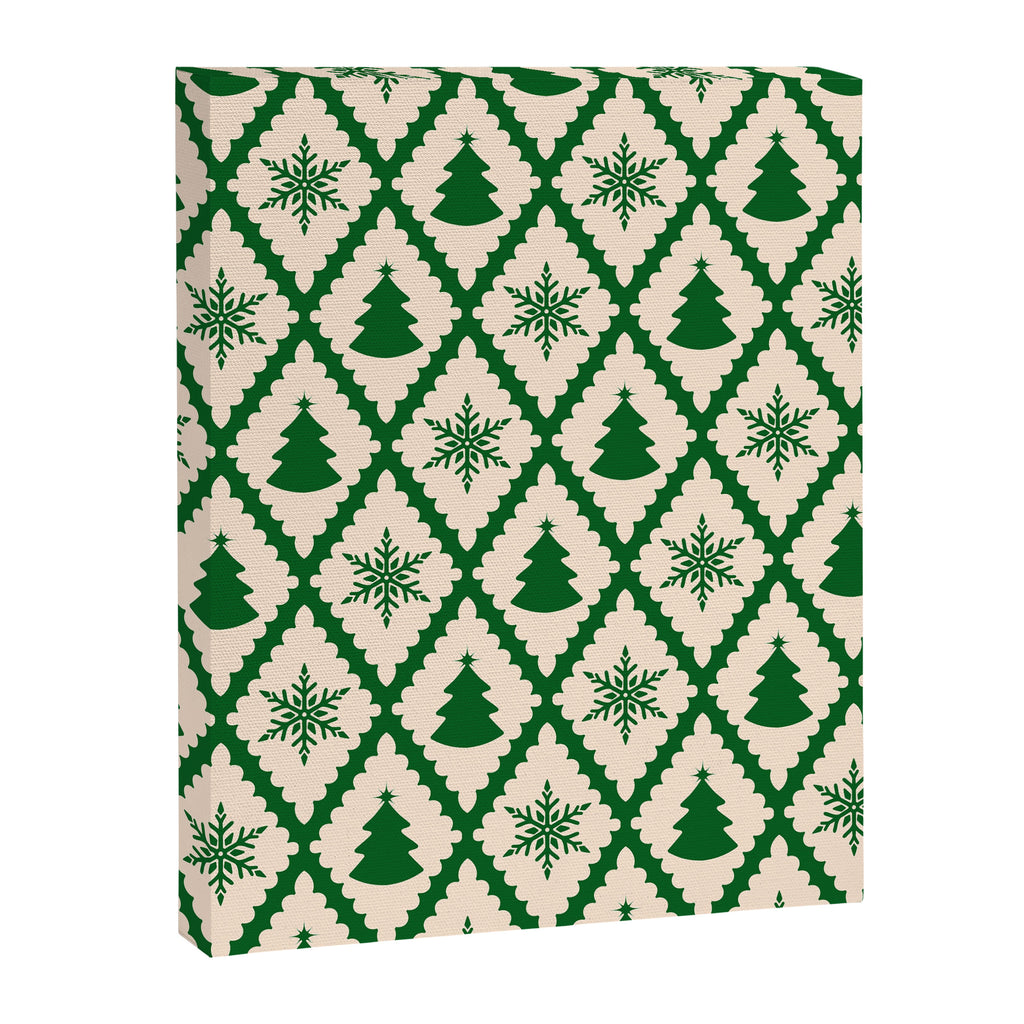 Festive Christmas Check in Green & Off White Canvas Print Gallery Image 6