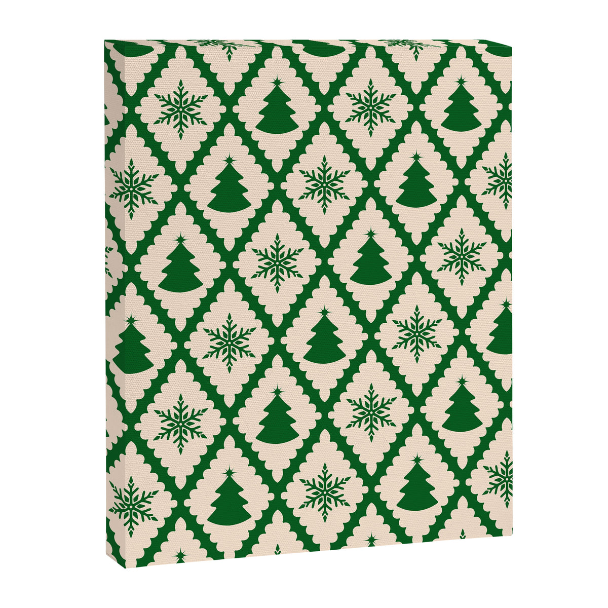 Festive Christmas Check in Green & Off White Canvas Print Gallery Image 6