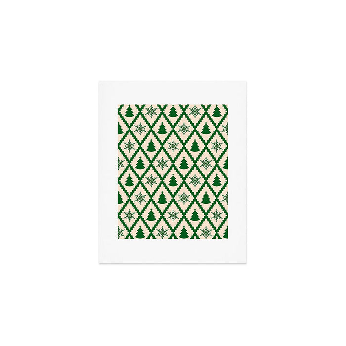 Festive Christmas Check in Green & Off White Art Print Gallery Image 1