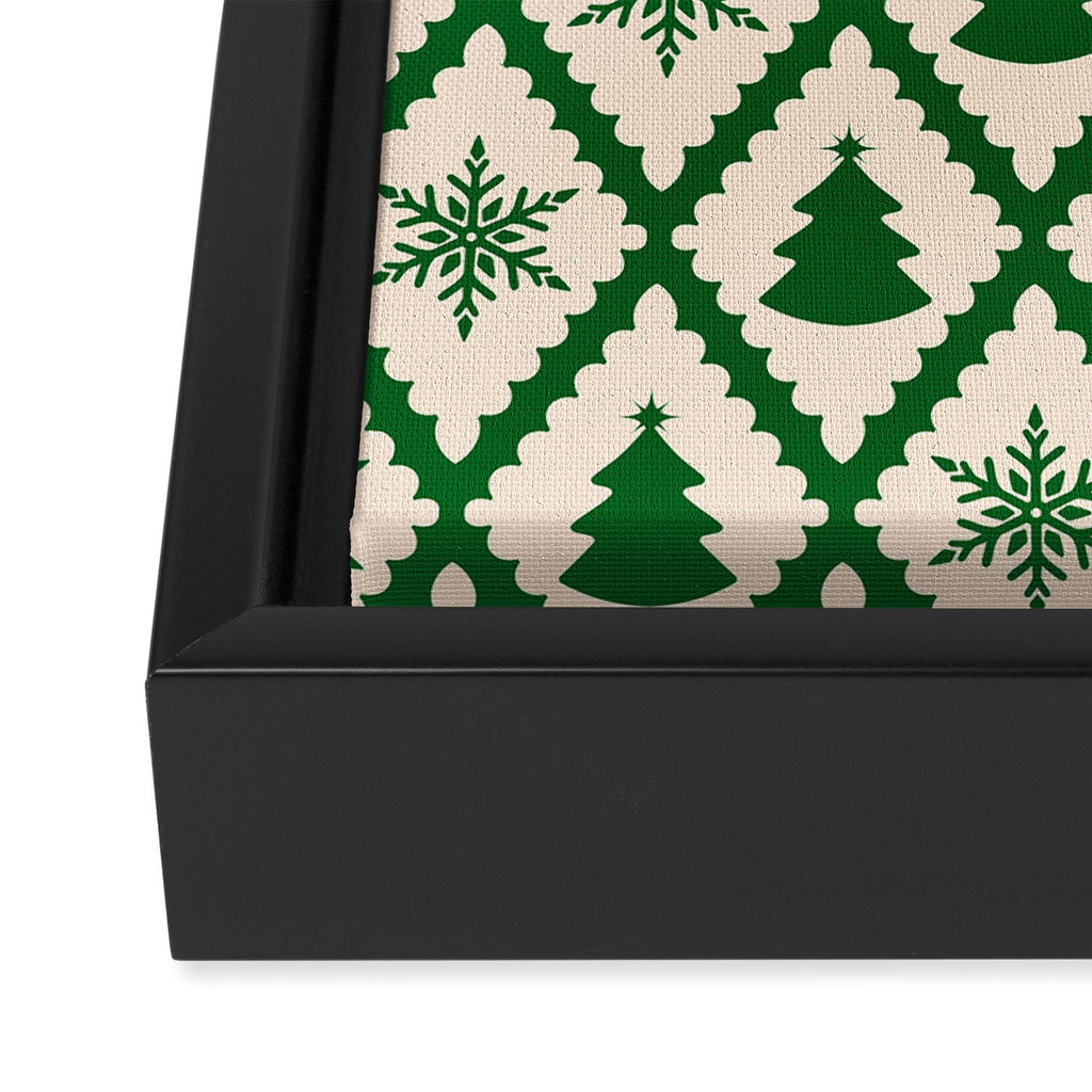 Festive Christmas Check in Green & Off White Framed Canvas Print Gallery Image 3