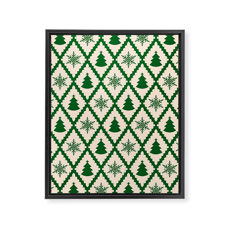 Festive Christmas Check in Green & Off White Framed Canvas Print Gallery Image 6