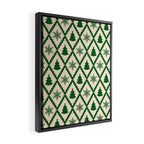 Festive Christmas Check in Green & Off White Framed Canvas Print Gallery Image 2