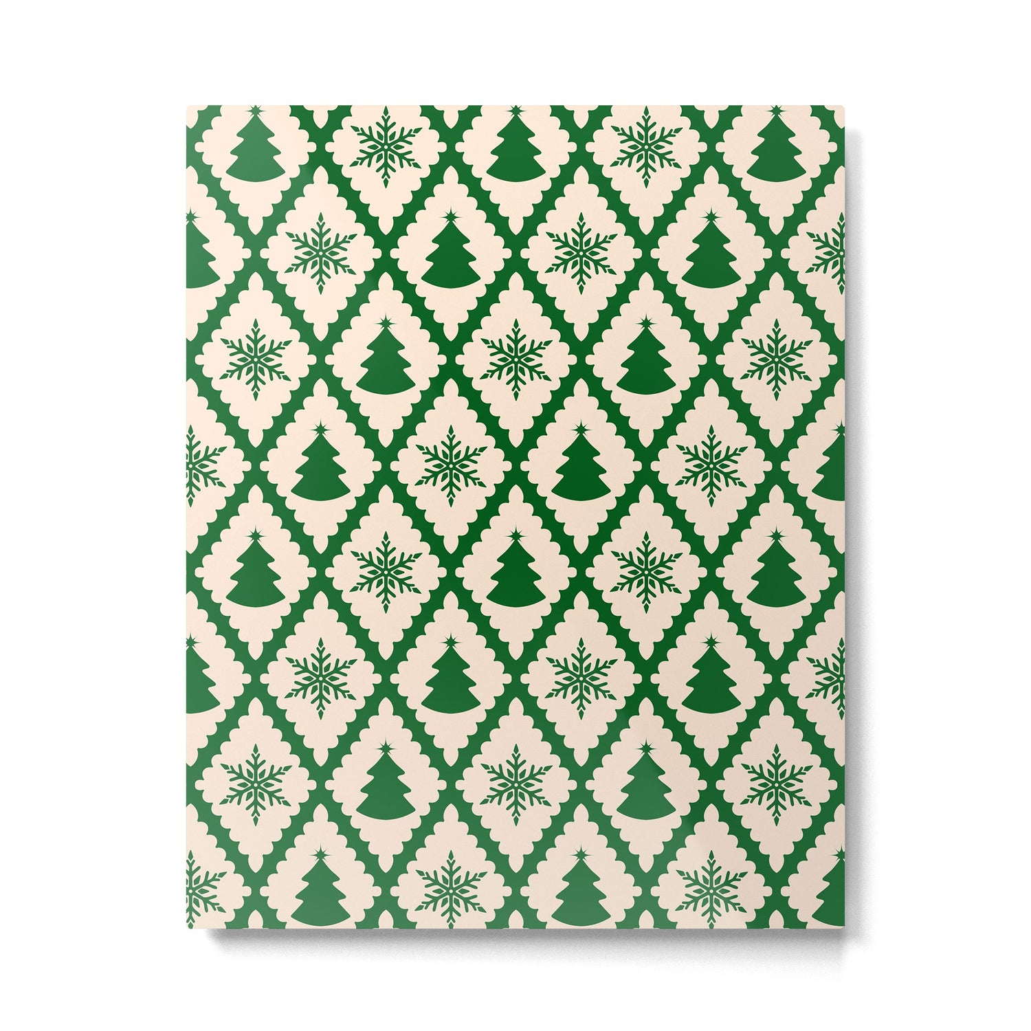 Festive Christmas Check in Green & Off White Metal Print Gallery Image 4