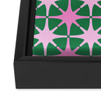 Festive Mid-Century Stars in Green & Pink Framed Canvas Print Gallery Image 3