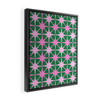 Festive Mid-Century Stars in Green & Pink Framed Canvas Print Gallery Image 2