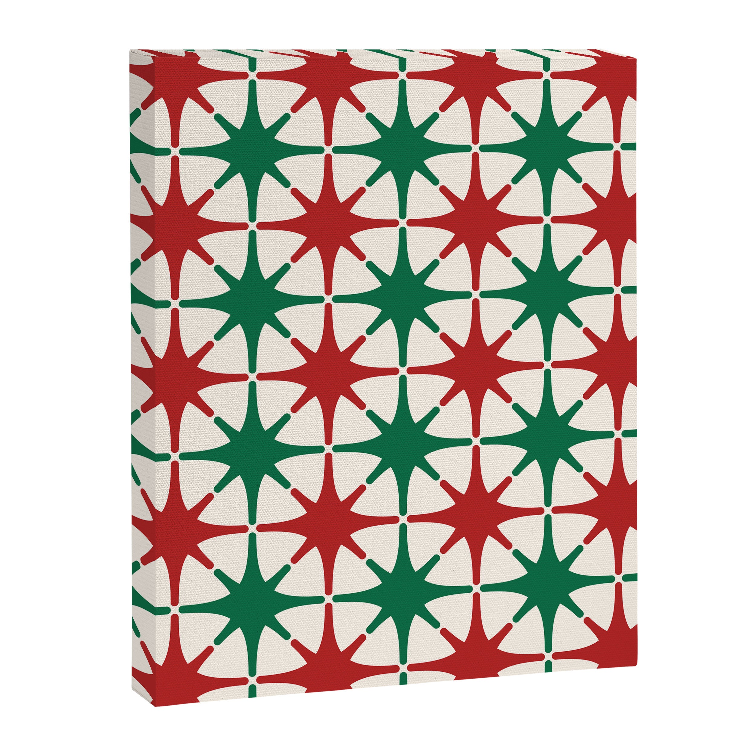 Festive Mid-Century Stars & Sparkles in Green, Red & White Canvas Print Gallery Image 6