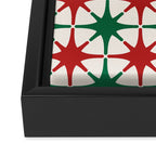 Festive Mid-Century Stars & Sparkles in Green, Red & White Framed Canvas Print Gallery Image 3