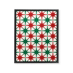 Festive Mid-Century Stars & Sparkles in Green, Red & White Framed Canvas Print Gallery Image 6