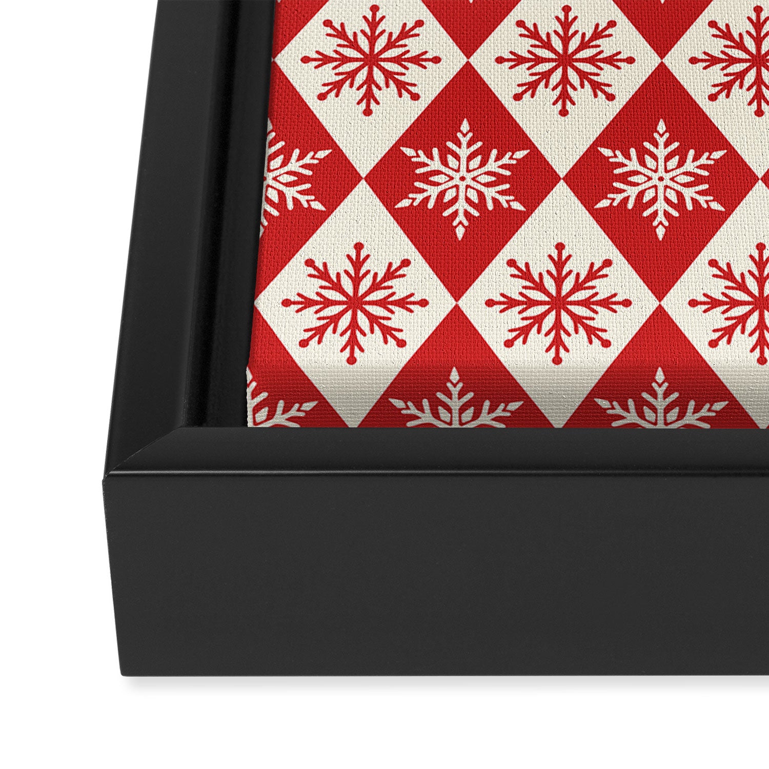 Festive Red & White Snowflake Pattern Framed Canvas Print Gallery Image 3