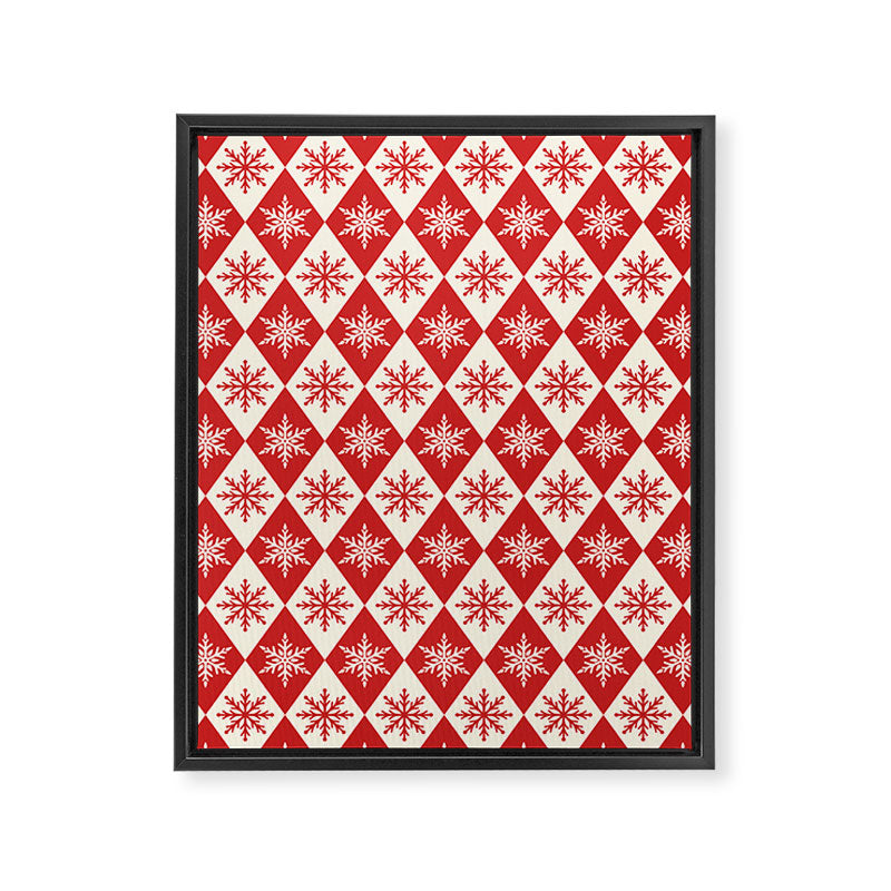 Festive Red & White Snowflake Pattern Framed Canvas Print Gallery Image 6
