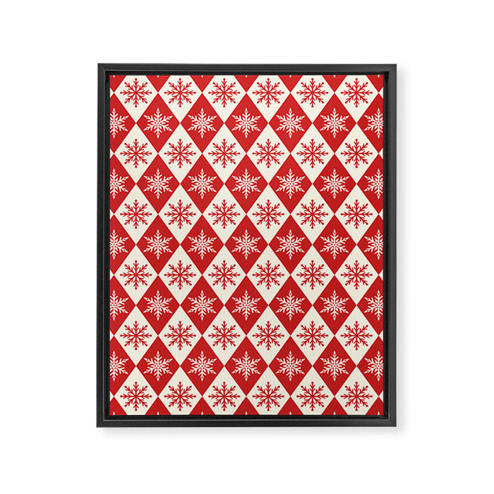 Festive Red & White Snowflake Pattern Framed Canvas Print Gallery Image 1