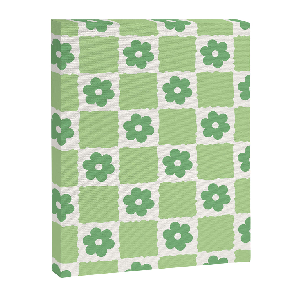 Flower Check in Forest Green Pattern Canvas Print Gallery Image 8