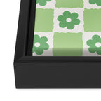 Flower Check in Forest Green Pattern Framed Canvas Print Gallery Image 3