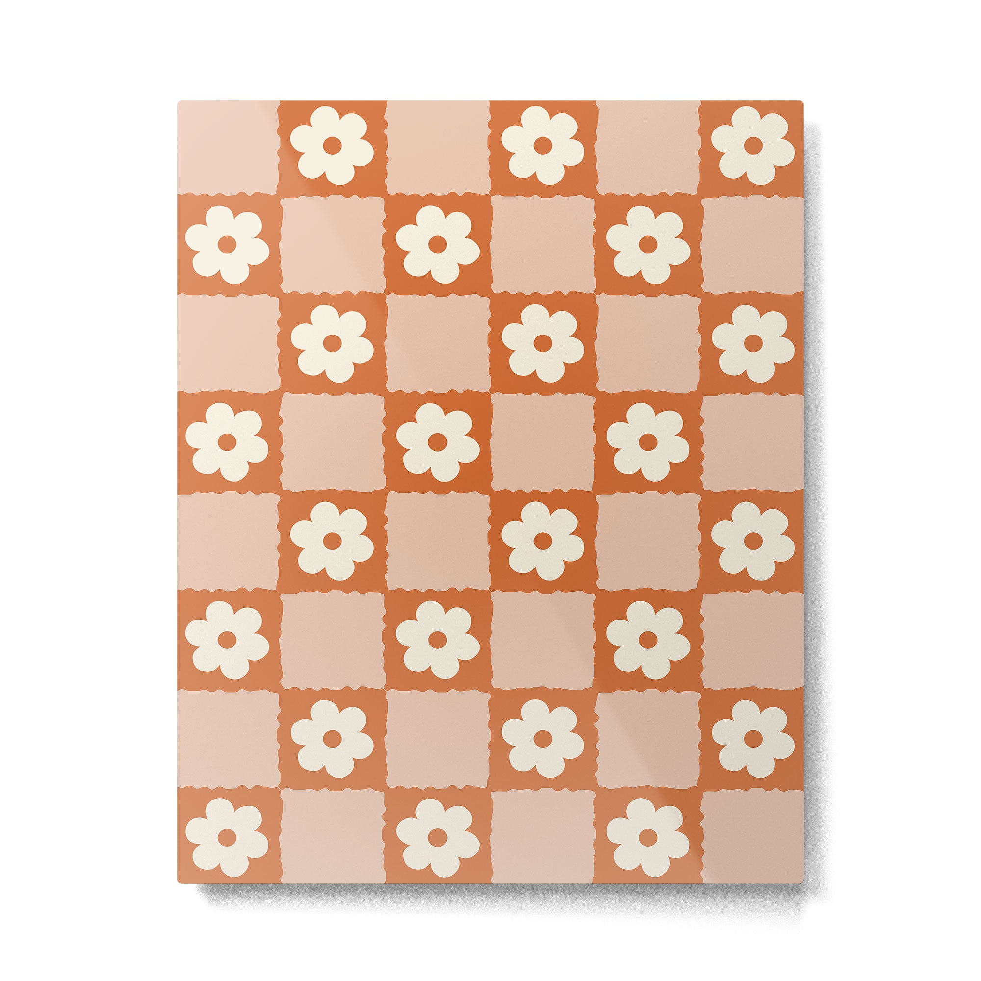 Flower Checker in Burnt Orange  Metal Print Gallery Image 6