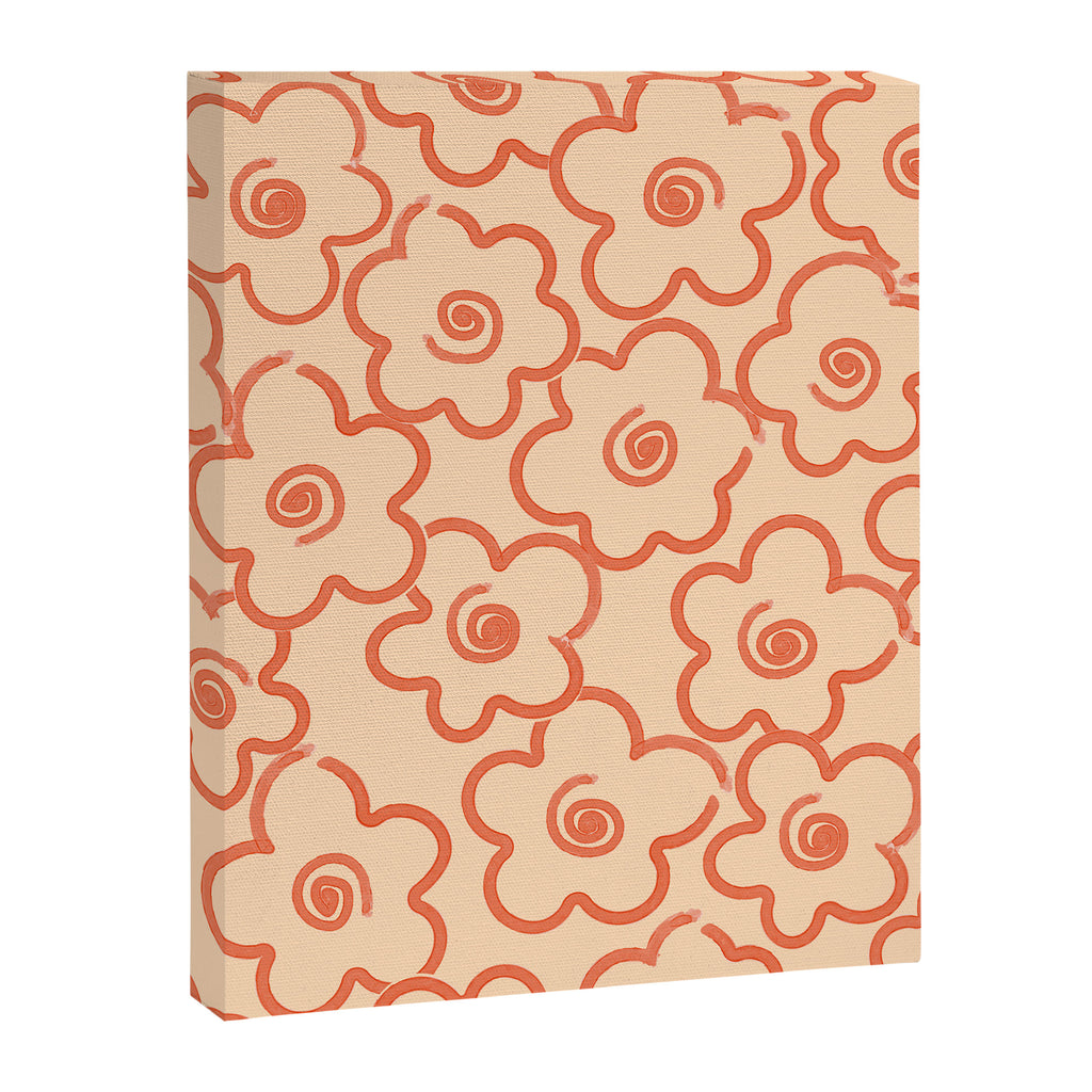 Flower Doodles in Orange & Peach Fuzz Canvas Print Gallery Image 6