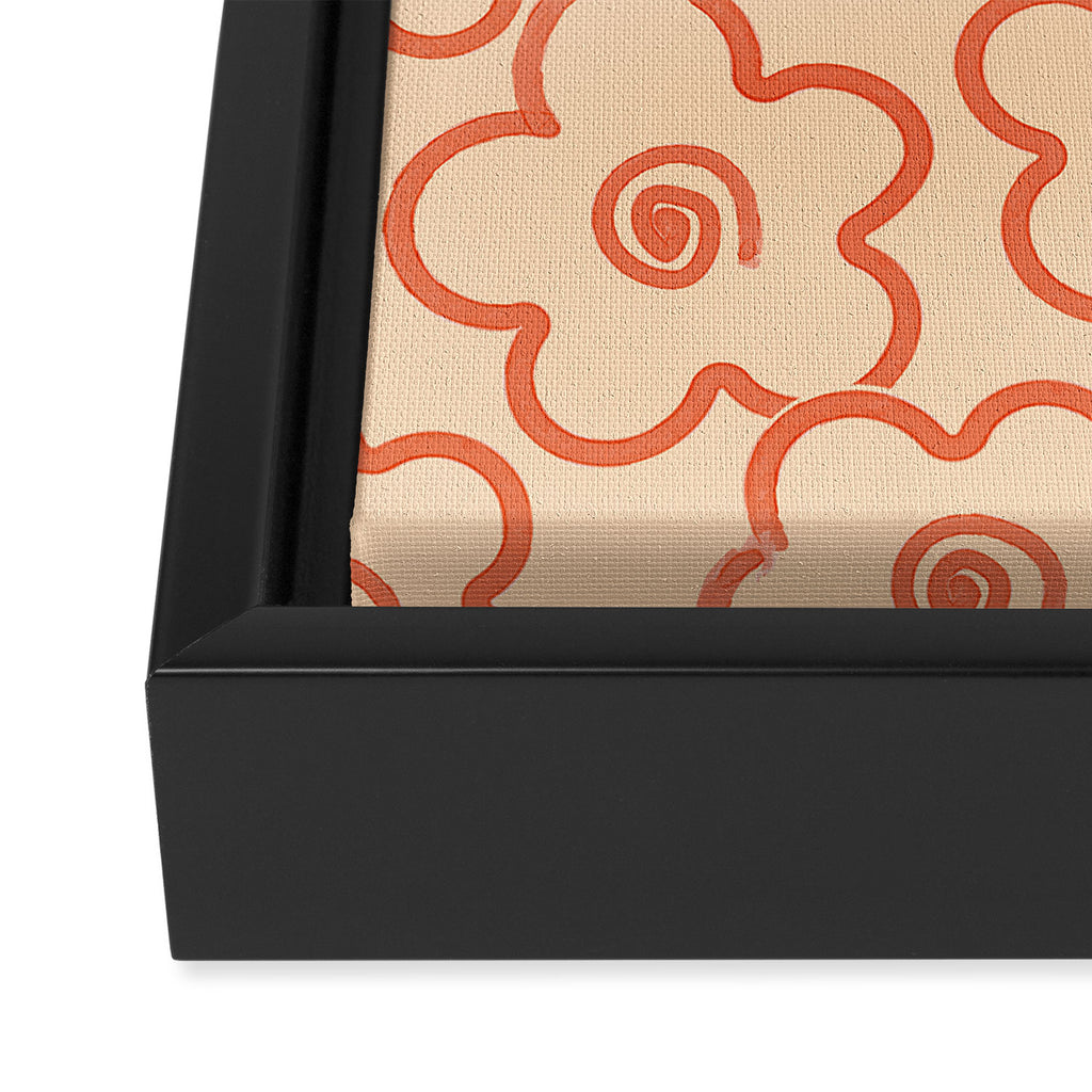 Flower Doodles in Orange & Peach Fuzz Framed Canvas Print Gallery Image 3