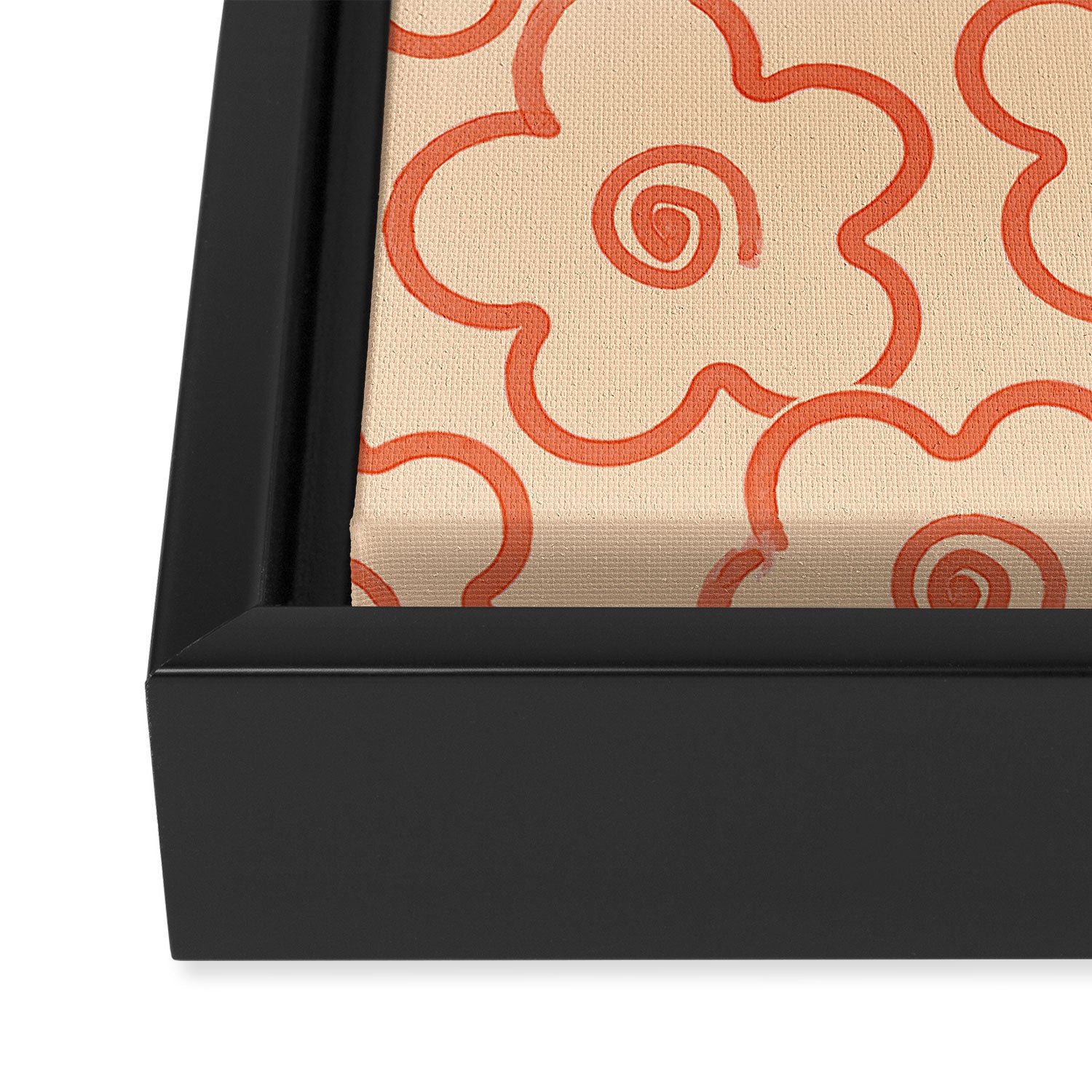 Flower Doodles in Orange & Peach Fuzz Framed Canvas Print Gallery Image 3